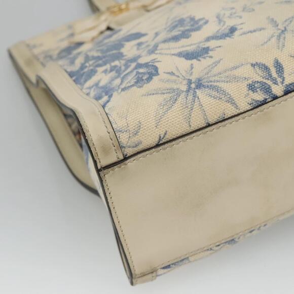 GUCCI Tote Bag Canvas Leather White Blue - Picture 11 of 16